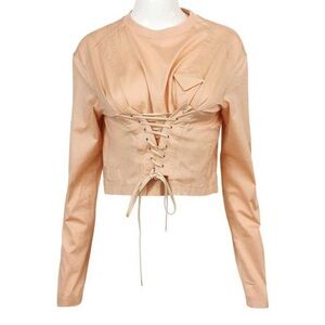 Prada Lace-Up Corset Long Sleeve Top